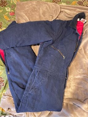 Dickies Men's Corduroy Work Pants in Navy with Red Lining Accent